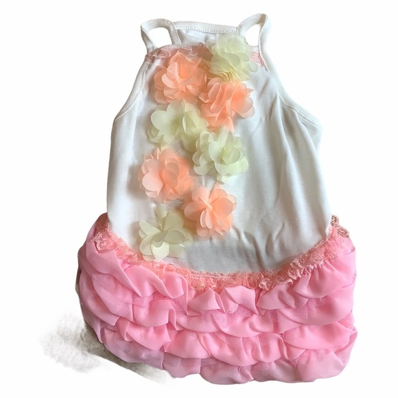 New Parisian Pet Floral Flower Ballet Dog Dress Costume Outfit 15" Length - Picture 1 of 5